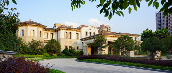 房地产建筑设计摄影别墅外景背景