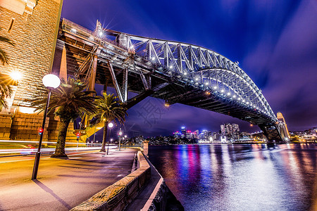 悉尼建筑夜幕下的悉尼大桥背景