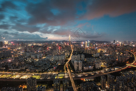 未来城市天际线深圳夜景背景
