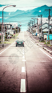 日本车日本北海道富良野迷人街道背景