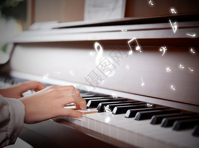 扁平风音乐钢琴跳跃的音符设计图片