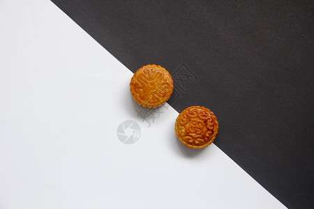 黑白食物素材黑白撞色中秋节月饼背景
