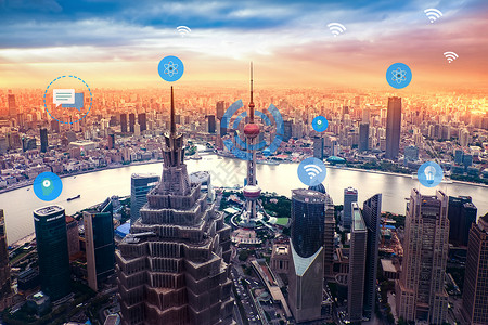 城市商务数据科技背景图片