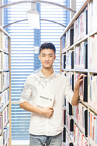 大学男生图书馆学习背景图片