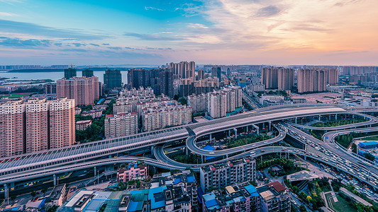 武汉城市风景珞狮路立交桥全景高清图片