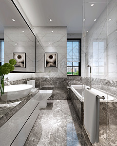 大理石洗手台欧式现代简约风室内设计效果图背景