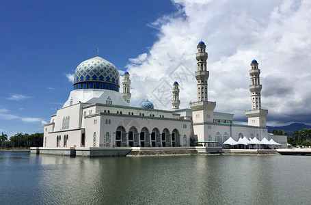 马来西亚沙巴清真寺背景图片