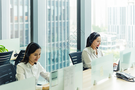 公司客服职场女客服工作接听背景