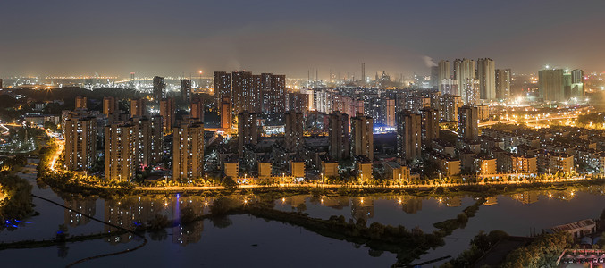 城市建筑夜景美图宁静水面高清图片素材