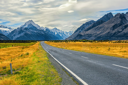 新西兰秋天秋天，沿着公路去库克山看看背景