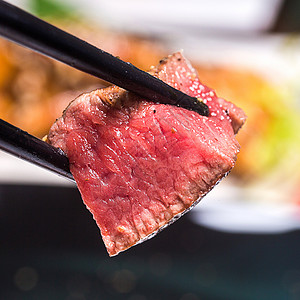 谷饲牛肉厚切牛排牛肉粒背景