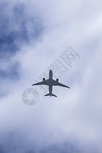 蓝天白云下的飞机高清图片