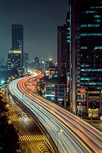 上海夜景快捷交通高清图片