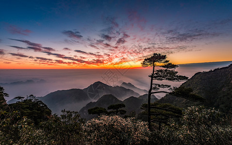 三清山日出云海自然美景背景图片