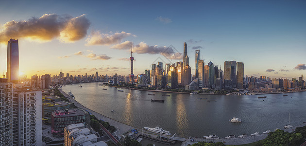 落日外滩摩天高楼都市夜景高清图片