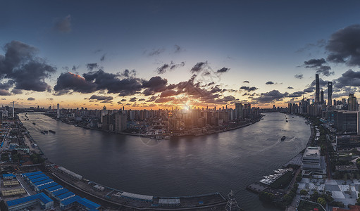 上海夜空中云苏河湾全景背景