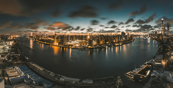 上海夜空中云苏河湾全景背景