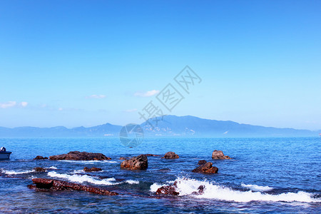 海边风光素材深圳大鹏蓝色的海景背景