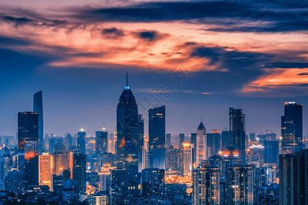 武汉最高建筑武汉城市风光西北湖金融街背景