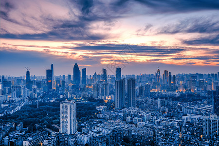 密密麻麻武汉城市风光高楼夜景背景