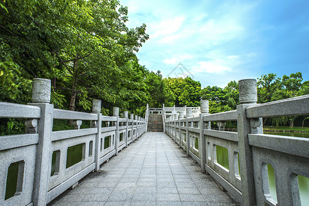 中国风古建筑石板路背景图片