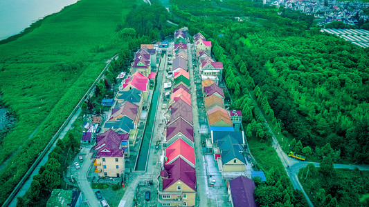 生态开发上海崇明农村航拍背景