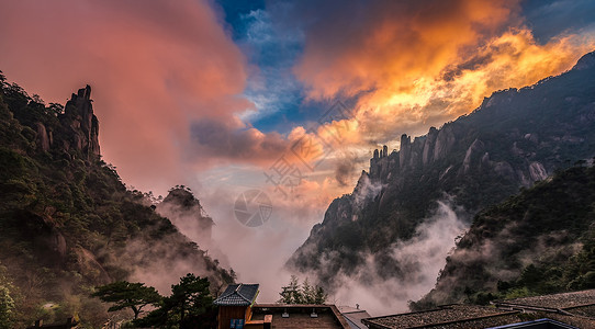 红霞配云海背景图片