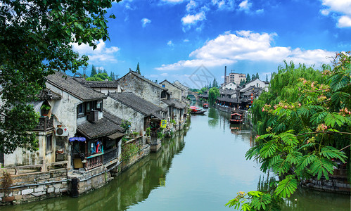 唯美带通道江南烟雨-乌镇背景