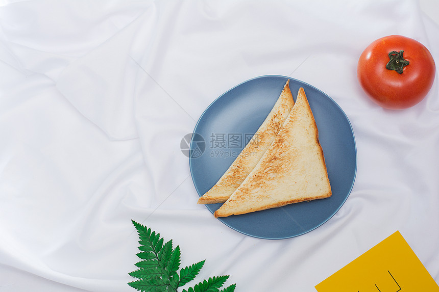 INS风格白底早餐三明治素材图片图片