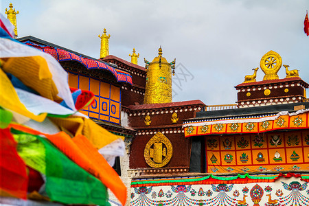 佛塔经幡大昭寺背景