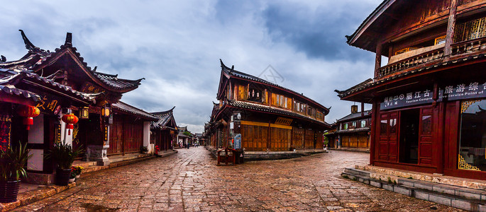 雨后丽江古城5A景点高清图片素材