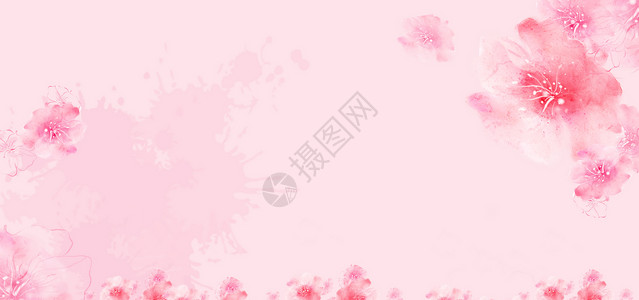 人物水彩粉色花朵背景设计图片