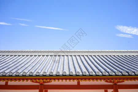 蓝色屋顶古代建筑屋顶背景