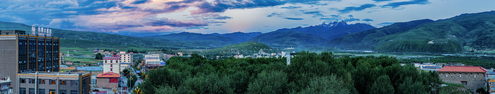 爱国超清素材四川甘孜县城长卷图背景