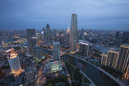 紫红渐变天津海河背景