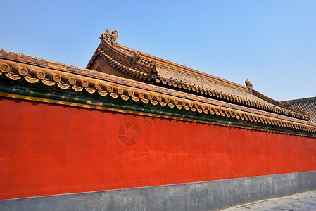 蓝红对比故宫的中国风背景