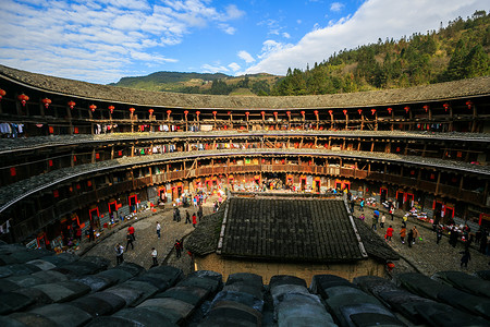 福建土楼建筑风景福建土楼背景