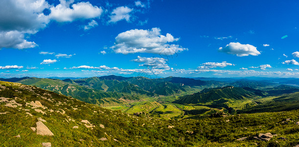 秋高气爽高山草甸全景图背景