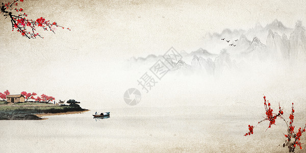 山水人家中国风水墨山水图片免费下载高清图片