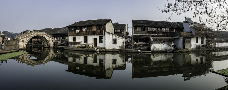 绍兴水乡安昌古镇的早晨背景