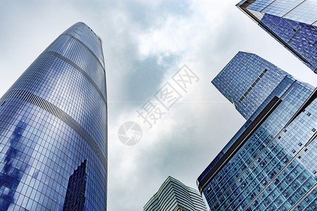 商贸流通CBD新城雄伟的高楼大厦背景