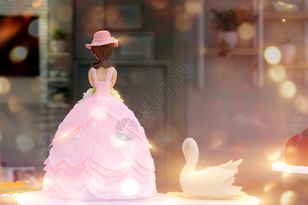 创意橱窗公主蛋糕背景