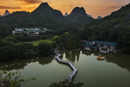 山水别墅西山夕照桂林西山背景