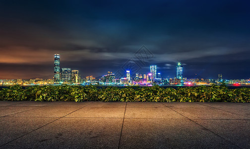 香港夜景别墅窗台高清图片