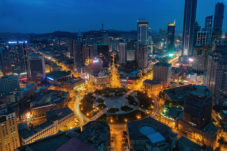 夜幕下的大连大连中山广场背景