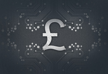 英镑与金币英镑符号科技电路板设计图片