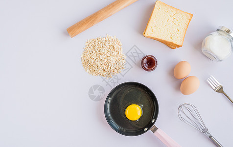 企业画册简介鸡蛋面包早餐背景