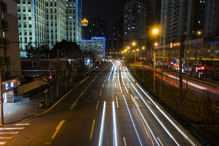 上海城市夜景慢门拍摄背景图片