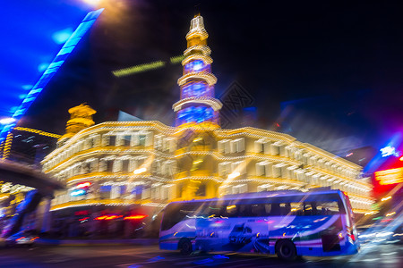上海城市夜景慢门拍摄背景图片