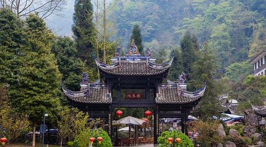 古建筑雕刻花纹四川 青城山背景